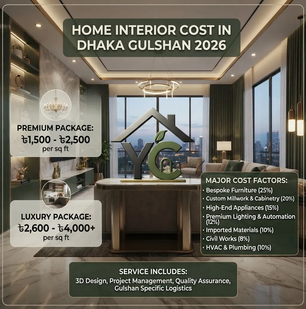 Home Interior Cost in Dhaka Gulshan 2026 | Price Guide