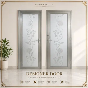Premium Floral Frosted Glass Designer Door
